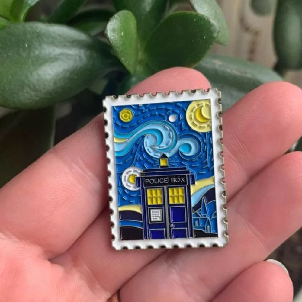 Brand new Dr. Who Tardis starry night enamel pin
